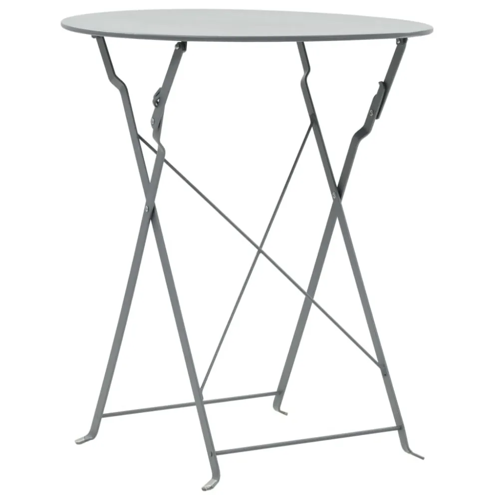 Set da Bistrot 3 pz Acciaio Grigio con Cuscini Inclusi