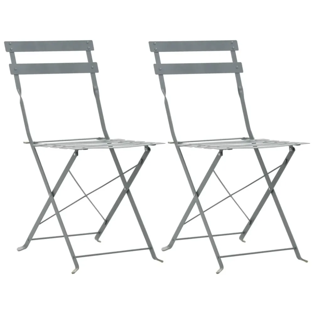 Set da Bistrot 3 pz Acciaio Grigio con Cuscini Inclusi