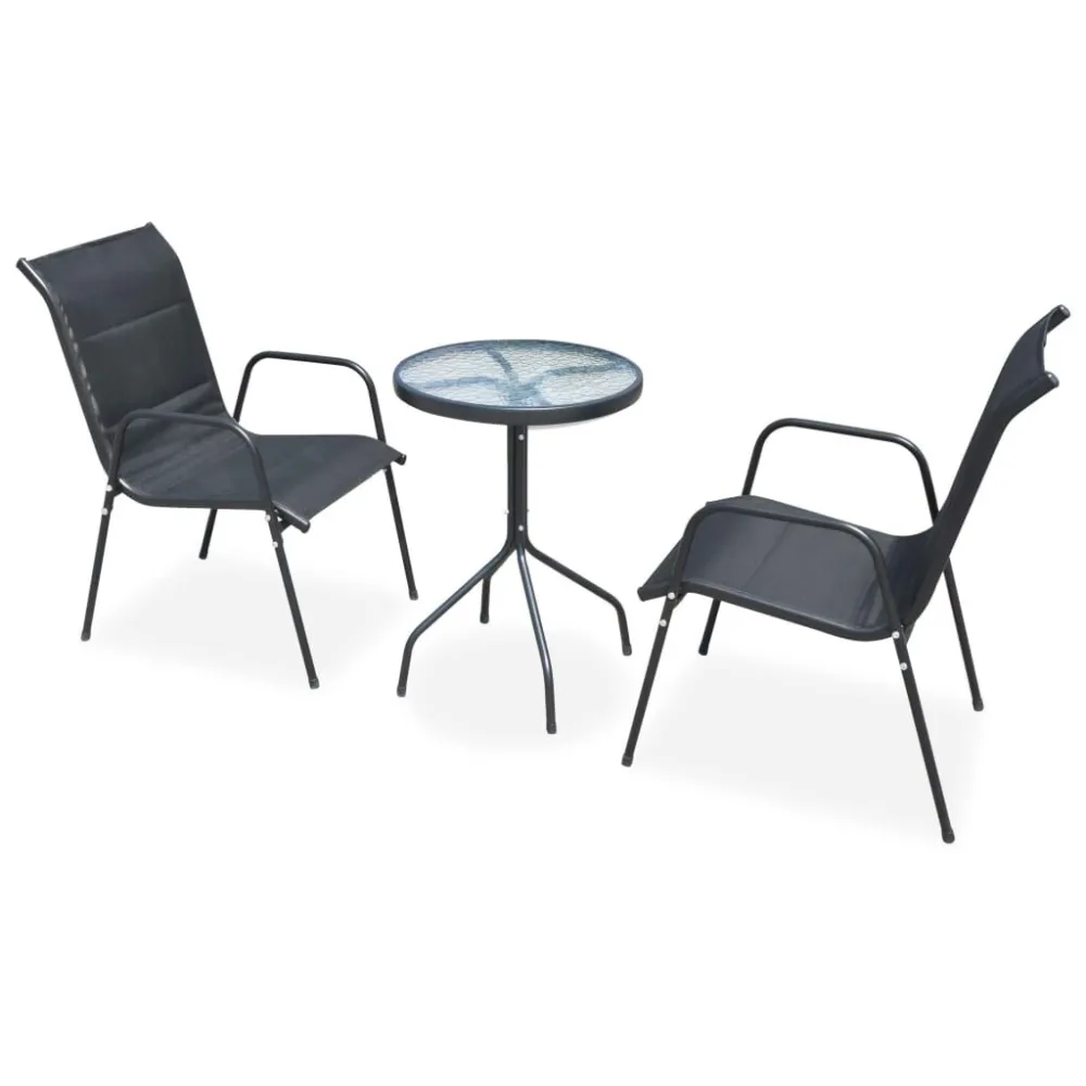 Set da Bistrot 3 pz Acciaio Nero per Soggiorno Esterno