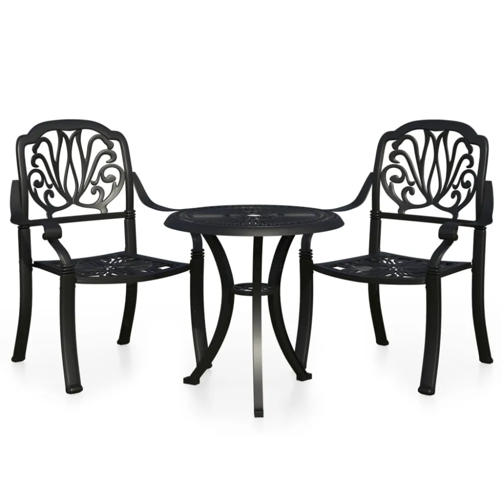 Set da Bistrot 3 pz Alluminio Pressofuso Nero Quick Assembly