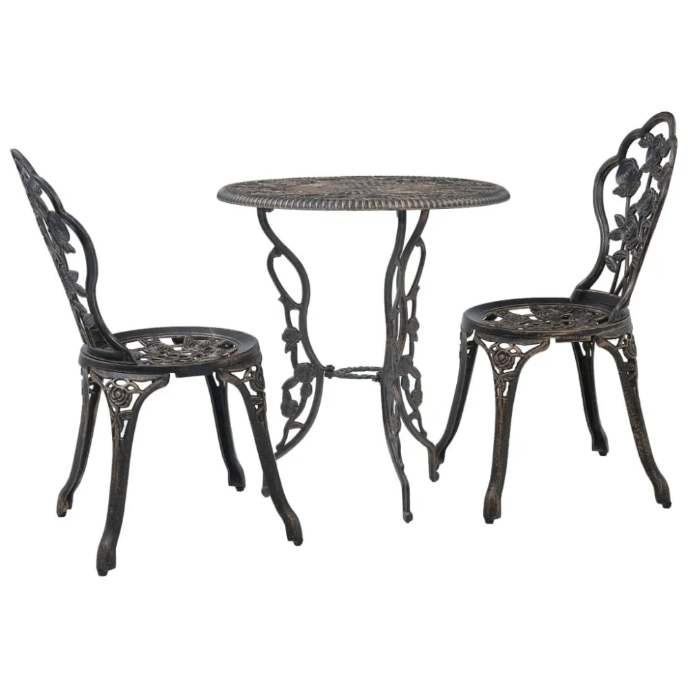 Set da Bistrot 3 pz Alluminio Pressofuso per Terrazzo e Cortile