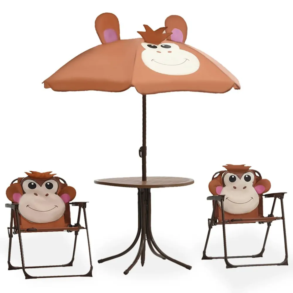 Set da Bistrot da Giardino per Bambini con Ombrellone Marrone Stile Moderno