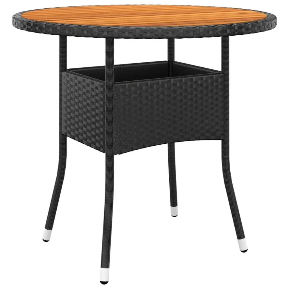 Set Bistrot da Giardino 5 pz Polyrattan e Legno Massello Nero con Tavolo Allungabile