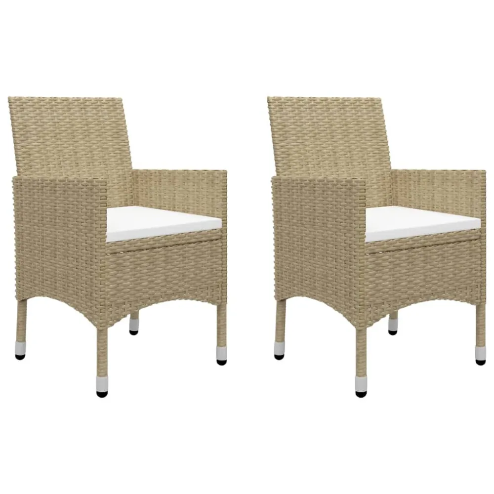Set Bistrot da Giardino 3 pz Polyrattan e Vetro Temperato Nocciola con Ombrellone e Base