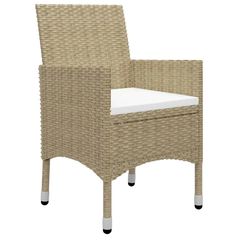 Set Bistrot da Giardino 3 pz Polyrattan e Vetro Temperato Nocciola con Ombrellone e Base