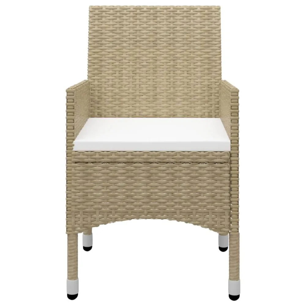 Set Bistrot da Giardino 3 pz Polyrattan e Vetro Temperato Nocciola con Ombrellone e Base