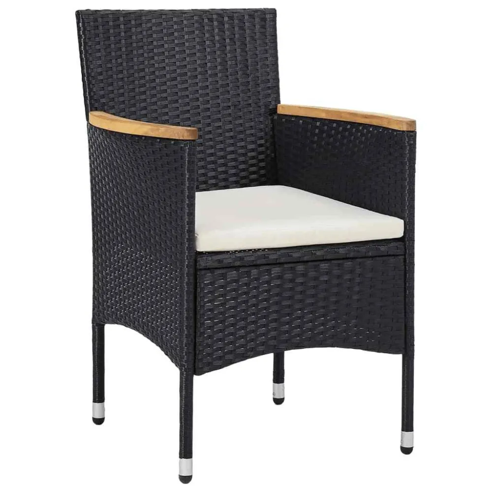 Set Bistrot da Giardino 5 pz Polyrattan e Vetro Temperato Nero Quick Assembly
