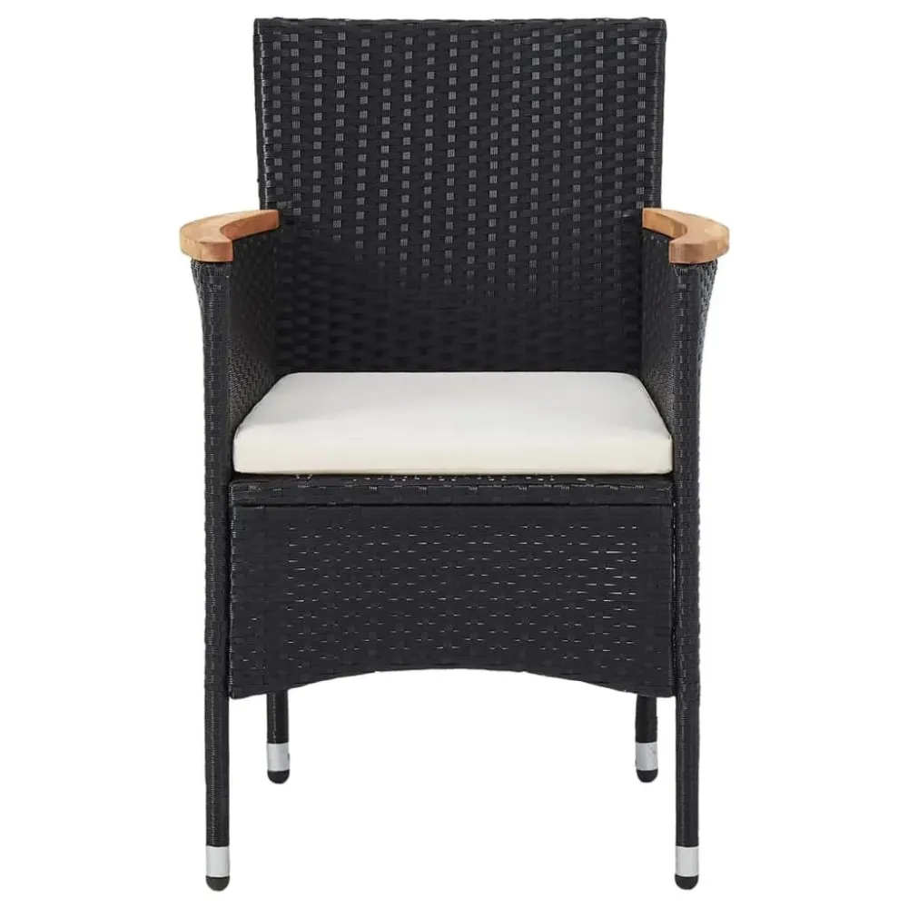 Set Bistrot da Giardino 5 pz Polyrattan e Vetro Temperato Nero Quick Assembly