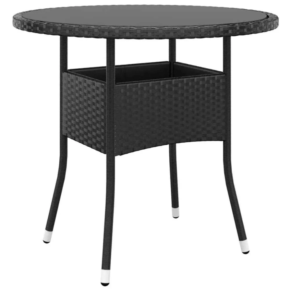 Set Bistrot da Giardino 5 pz Polyrattan e Vetro Temperato Nero Quick Assembly