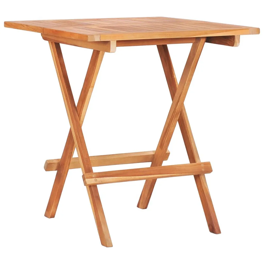 Set da Bistrot 3 pz Pieghevole Legno Massello di Teak - Con Cuscini Inclusi