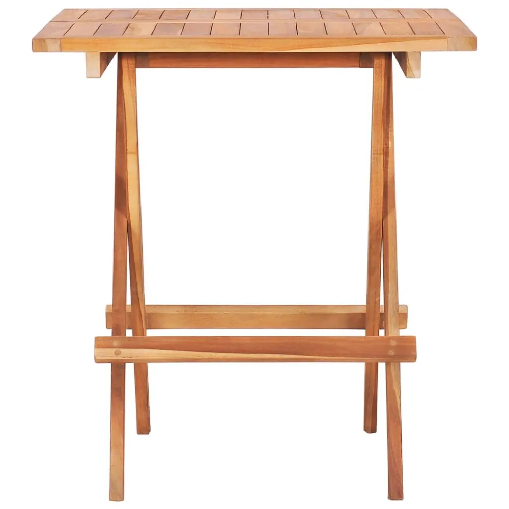 Set da Bistrot 3 pz Pieghevole Legno Massello di Teak - Con Cuscini Inclusi