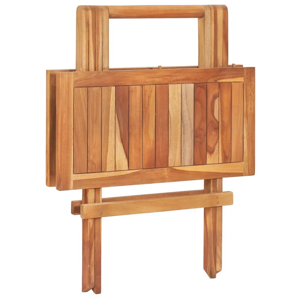Set da Bistrot 3 pz Pieghevole Legno Massello di Teak - Con Cuscini Inclusi