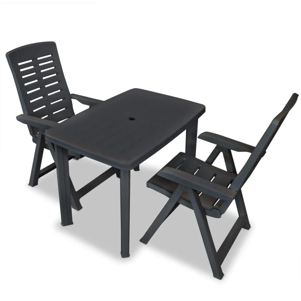 Set da Bistrot 3 pz Plastica Antracite | Impermeabile e UV Resistente
