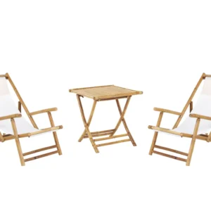 Set Componibile Set bistrò legno di bambù chiaro e bianco infangato ATRANI/MOLISE