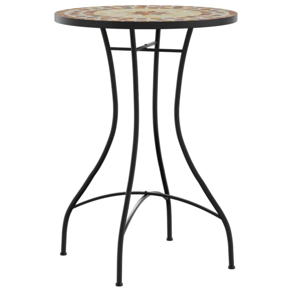 Set Componibile Set da Bistrot con Mosaico Terracotta e Bianco Ferro e Ceramica