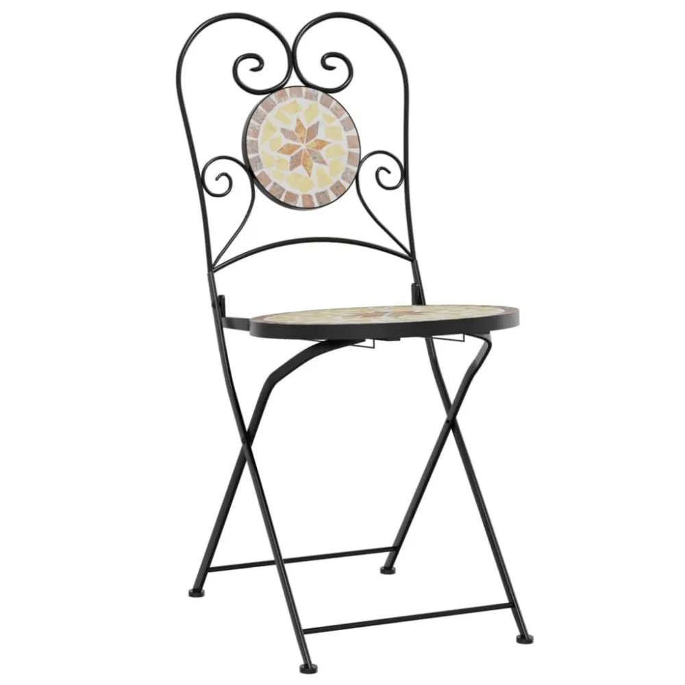 Set Componibile Set da Bistrot con Mosaico Terracotta e Bianco Ferro e Ceramica