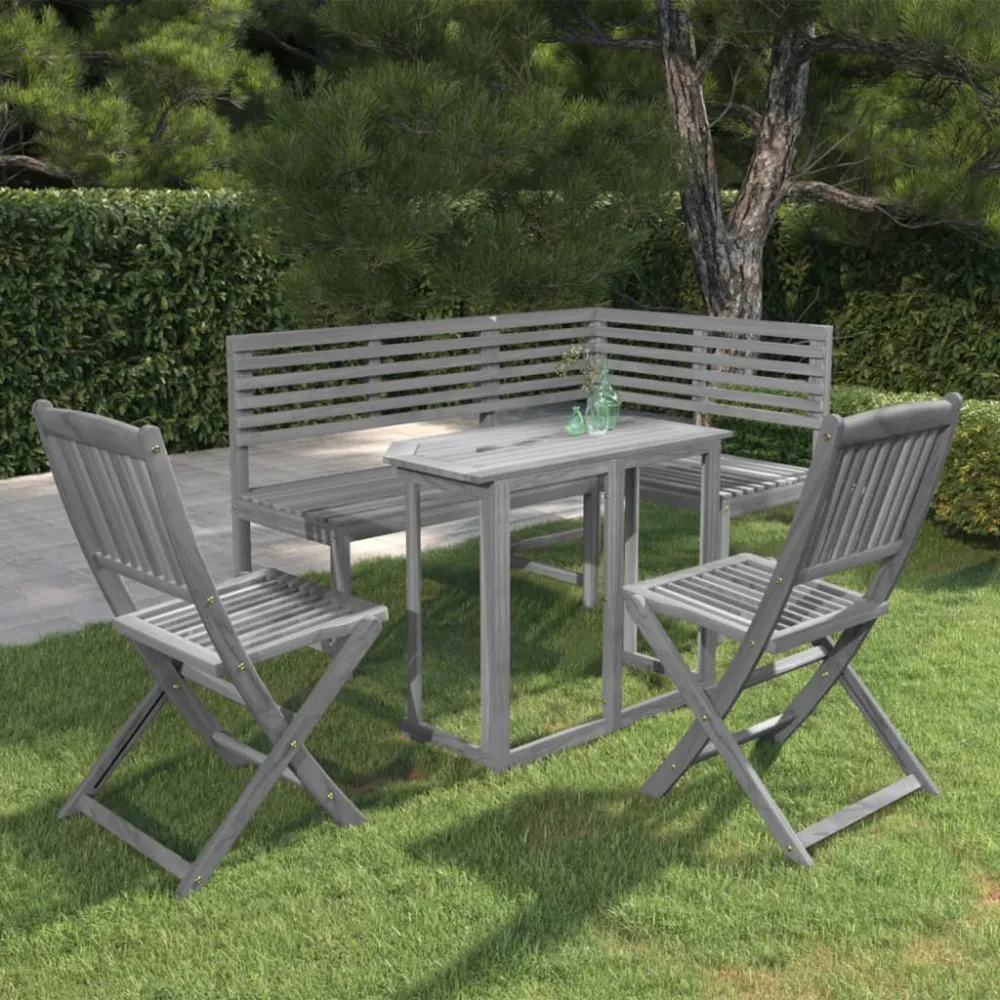 Set Componibile Set da Bistrot 4 pz Legno Massello di Acacia Grigio