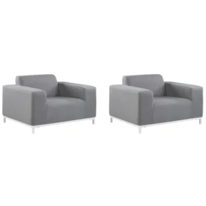 Set Componibile Set 2 Garden Armchairs ROVIGO Fabric Grey