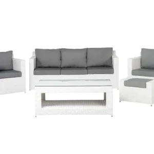 Set Componibile Set da giardino ROMA Rattan sintetico Bianco