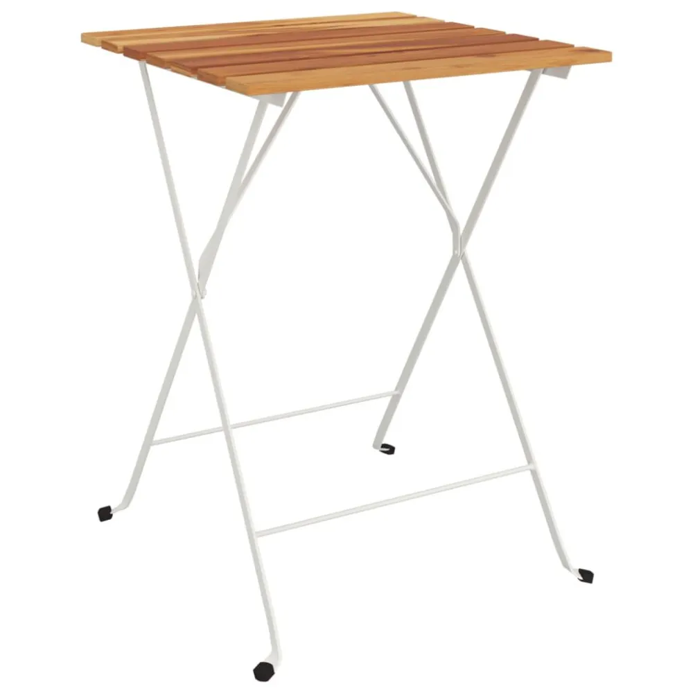 Set con Tavolo Set Bistrò Pieghevole 3pz Legno Massello di Acacia e Acciaio