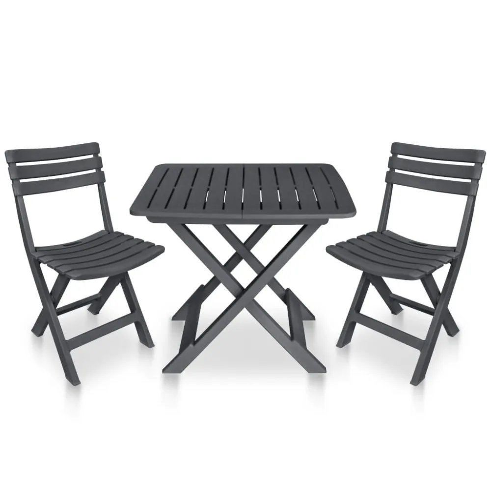Set con Tavolo Set da Bistrot 3 pz Pieghevole Plastica Antracite