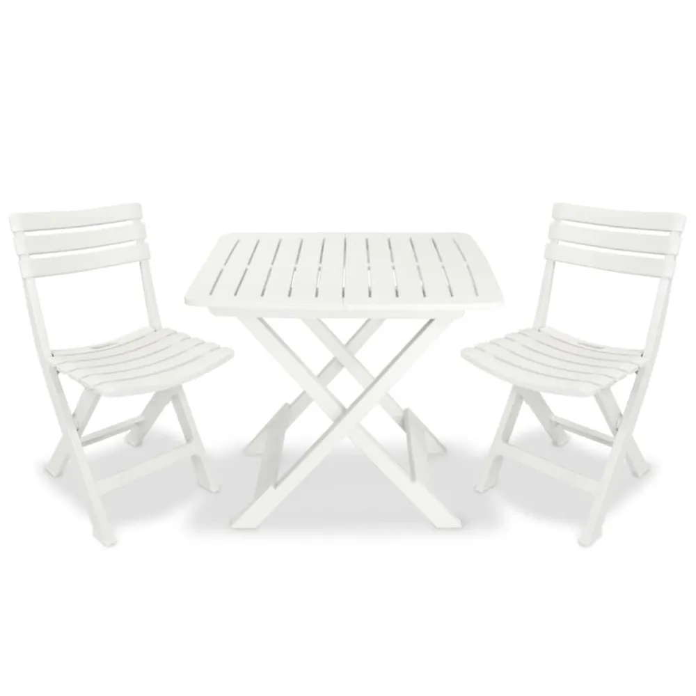 Set con Tavolo Set da Bistrot 3 pz Plastica Bianco
