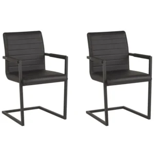 Set con Tavolo Set 2 Faux Leather Dining Chairs Nero puro BUFORD