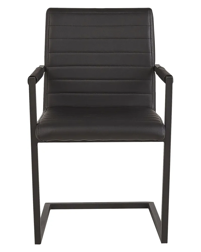 Set con Tavolo Set 2 Faux Leather Dining Chairs Nero puro BUFORD