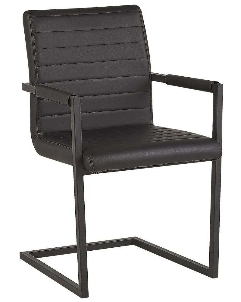 Set con Tavolo Set 2 Faux Leather Dining Chairs Nero puro BUFORD