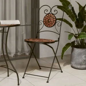 Set con Tavolo Set di 2 sedie da bistrot pieghevoli ceramica terracotta