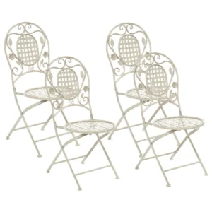 Set con Tavolo Set di 4 sedie da giardino BIVIO Metallo Bianco sudicio