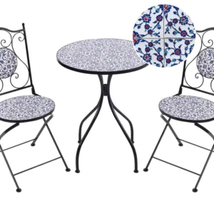 Set Esterno Resistente Metal Garden Bistro Set Nero puro CAMPRENA