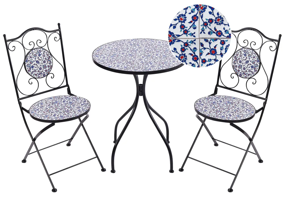 Set Esterno Resistente Metal Garden Bistro Set Nero puro CAMPRENA