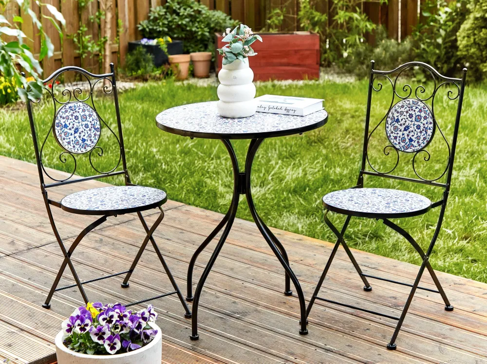 Set Esterno Resistente Metal Garden Bistro Set Nero puro CAMPRENA