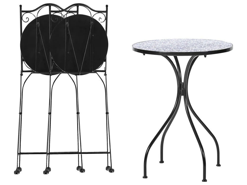 Set Esterno Resistente Metal Garden Bistro Set Nero puro CAMPRENA