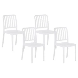 Set Esterno Resistente Set 4 Garden Chairs SERSALE Synthetic Material White