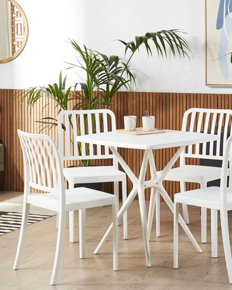 Set Esterno Resistente Set 4 Garden Chairs SERSALE Synthetic Material White