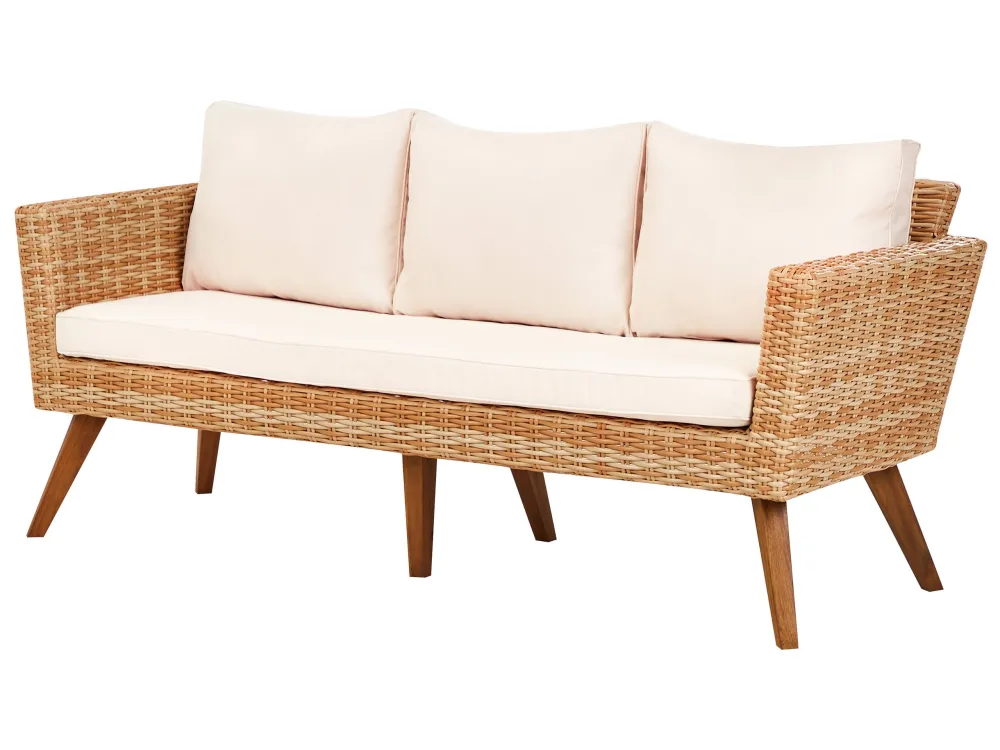 Set Esterno Resistente Set da giardino rattan sintetico bianco crema 5 posti VITTORIA XLbianco crema
