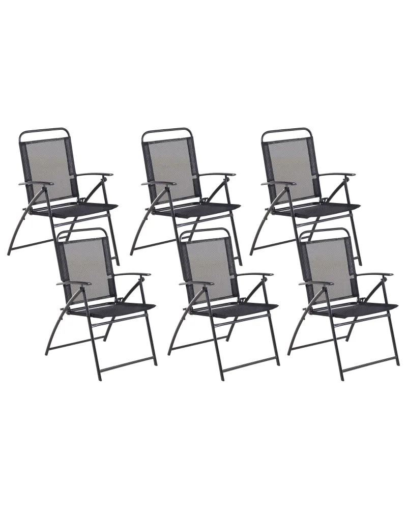 Set Esterno Resistente Set di 6 sedie da giardino LIVO Metallo Nero