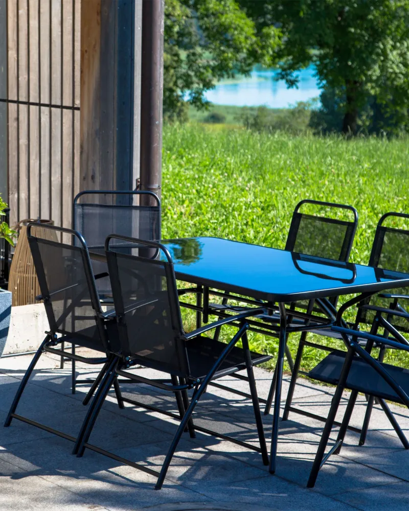 Set Esterno Resistente Set di 6 sedie da giardino LIVO Metallo Nero