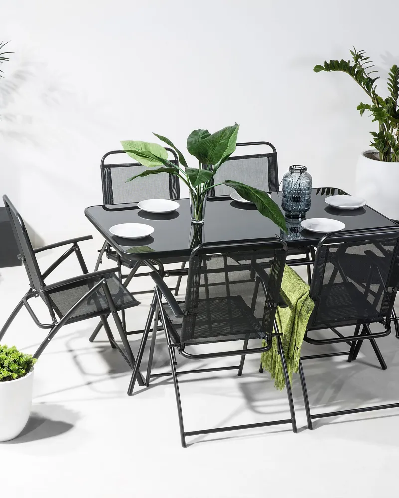 Set Esterno Resistente Set di 6 sedie da giardino LIVO Metallo Nero