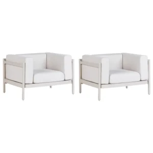 Set 2 Garden Armchairs FERRETTI Light Crema