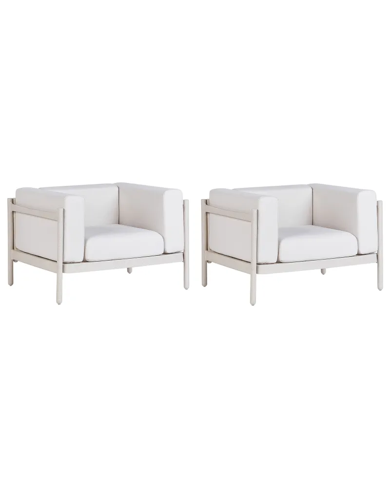 Set 2 Garden Armchairs FERRETTI Light Crema