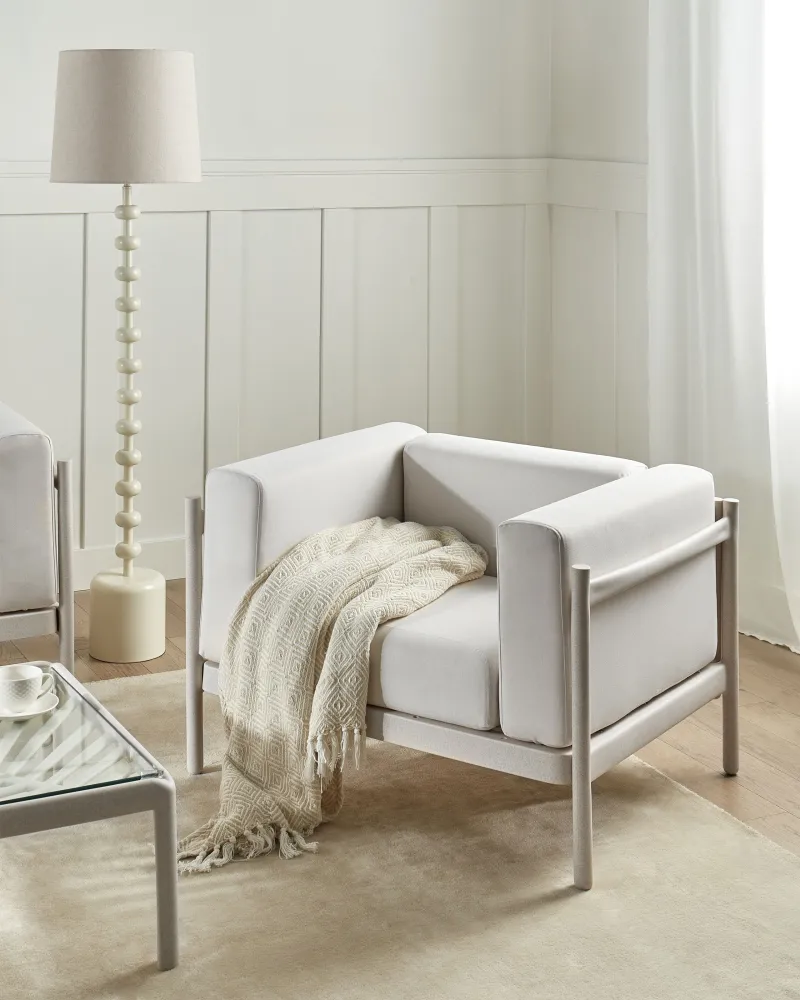 Set 2 Garden Armchairs FERRETTI Light Crema