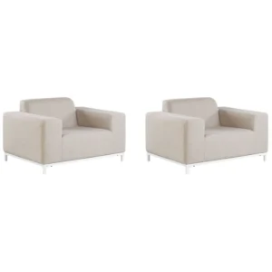 Set 2 Garden Armchairs ROVIGO Fabric Nocciola