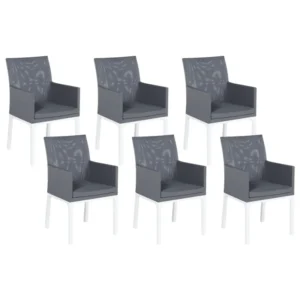 Set 6 Garden Chairs BACOLI Fabric Dark Grey per Soggiorno Esterno