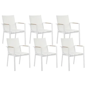 Set 6 Garden Chairs BUSSETO Acciaio White