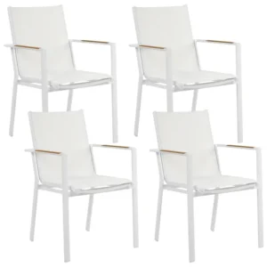 Set 4 Garden Chairs BUSSETO Acciaio White