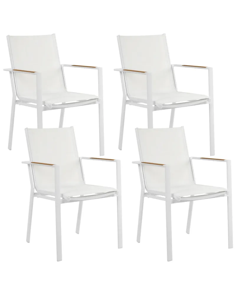 Set 4 Garden Chairs BUSSETO Acciaio White