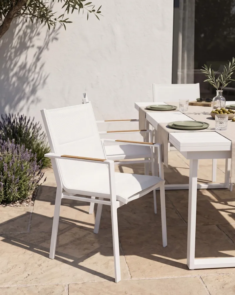 Set 4 Garden Chairs BUSSETO Acciaio White